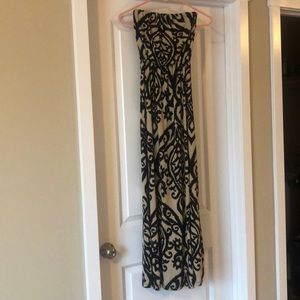 Paisley beige black maxi dress